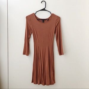 Forever 21 Tan Tie Back 3/4 Sleeve Dress